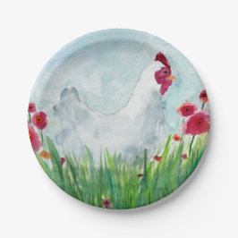 Plato De Papel Pollo floral