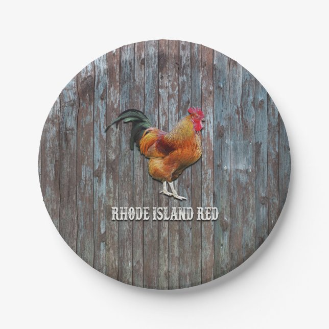 Plato De Papel Pollo rojo de Rhode Island (Anverso)