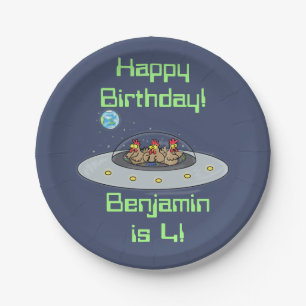 Plato De Papel Pollos divertidos en el personalizado de la nave e