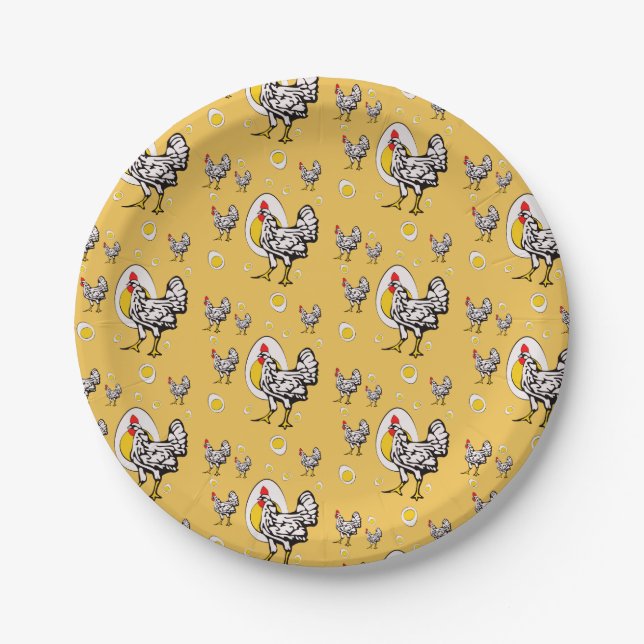 Plato De Papel Pollos retro (Anverso)