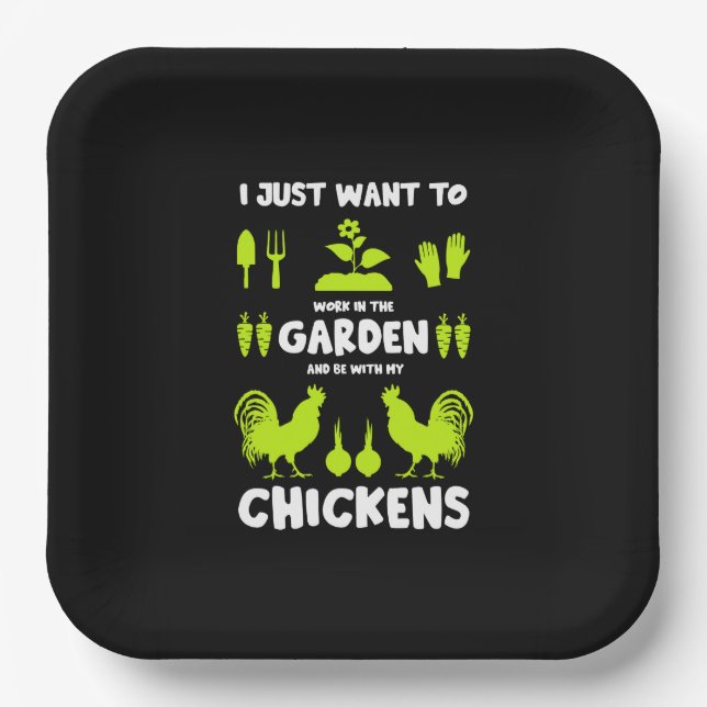 Plato De Papel Pollos Y Jardinería (Anverso)