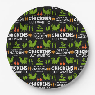 Plato De Papel Pollos Y Jardinería