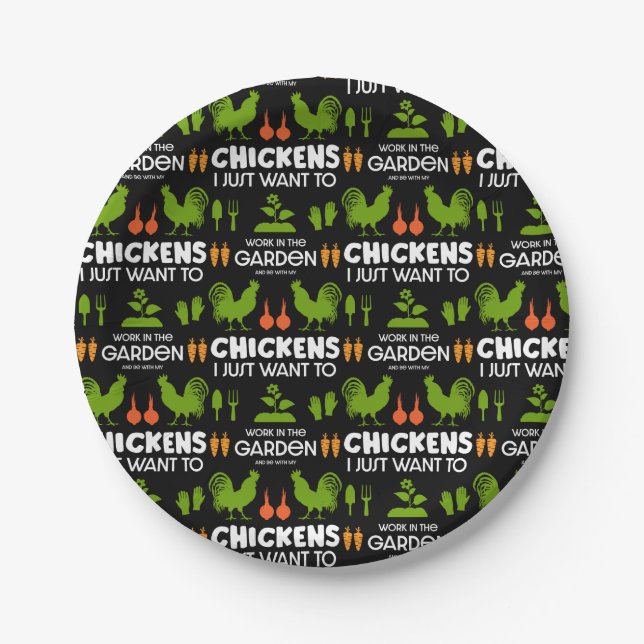 Plato De Papel Pollos Y Jardinería (Anverso)