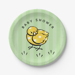 Plato De Papel Polluelo amarillo neutral de Baby Shower del