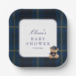 Plato De Papel Polo Teddy Bear Baby Shower