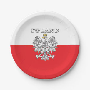 Plato De Papel Polonia con águila polaca