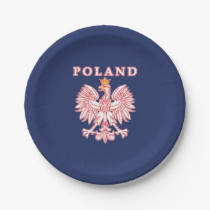 Plato De Papel Polonia con el polaco Eagle del rojo