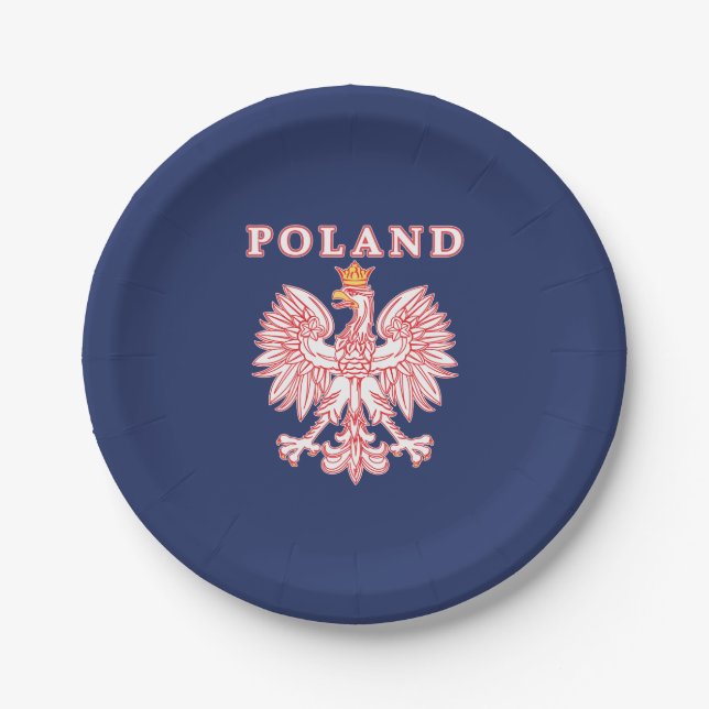 Plato De Papel Polonia con el polaco Eagle del rojo (Anverso)