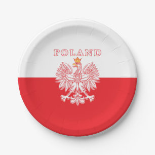 Plato De Papel Polonia con el polaco Eagle del rojo