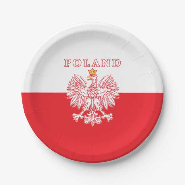 Plato De Papel Polonia con el polaco Eagle del rojo (Anverso)