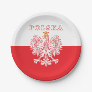 Plato De Papel Polska con el polaco Eagle del rojo