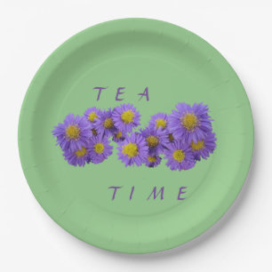 Plato De Papel Polvo de Michaelmas. Placa de papel verde