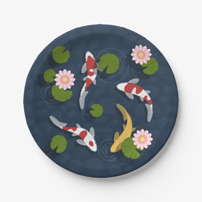 Plato De Papel Pond Koi Fish (Anverso)