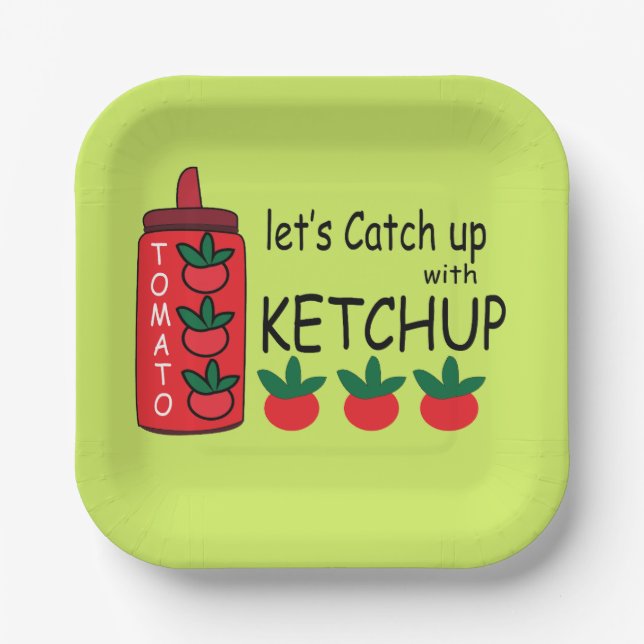 Plato De Papel Pongámonos al Día con Fiesta de Ketchup (Anverso)