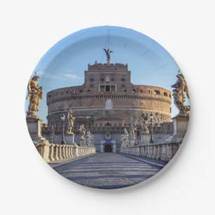 Plato De Papel Ponte Sant'Angelo vacío al amanecer - Roma, Italia