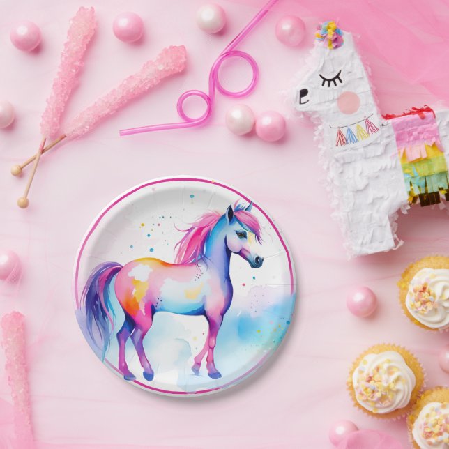 Plato De Papel Pony 2 del espíritu colorido (Fiesta)