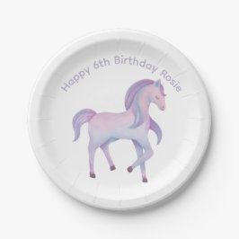 Plato De Papel Pony mágico pastel personalizable