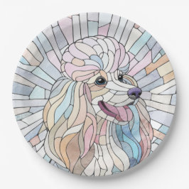Plato De Papel Poodle - arte en mosaico pastel