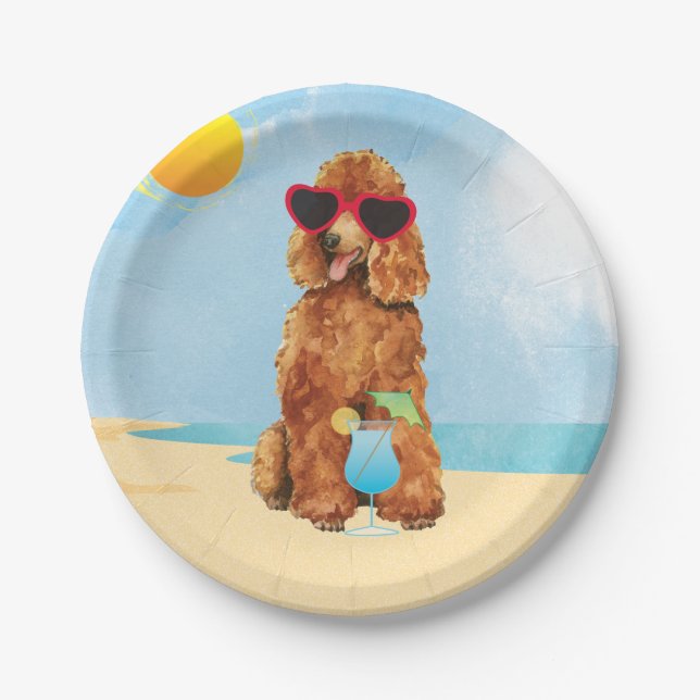 Plato De Papel Poodle de verano (Anverso)