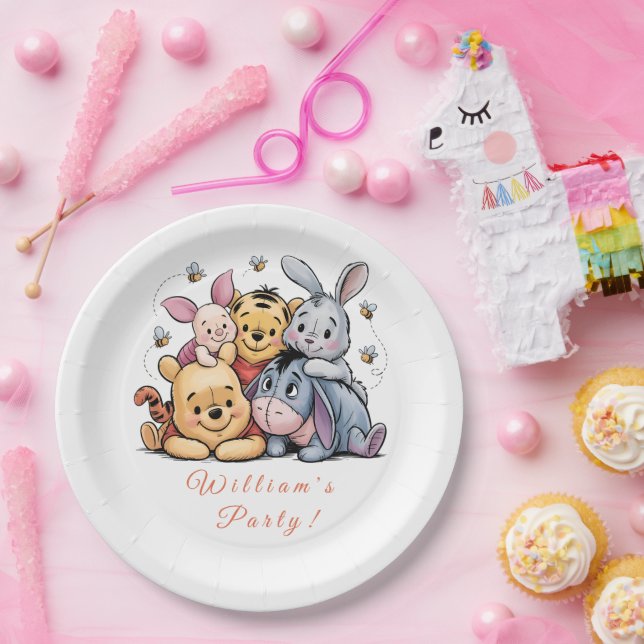 Plato De Papel Pooh & Amigos Pastel (Fiesta)