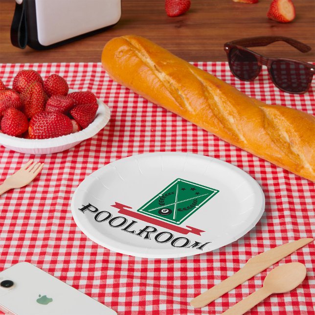 Plato De Papel Poolroom Billiards Classic 8 Ball (Subido por el creador)