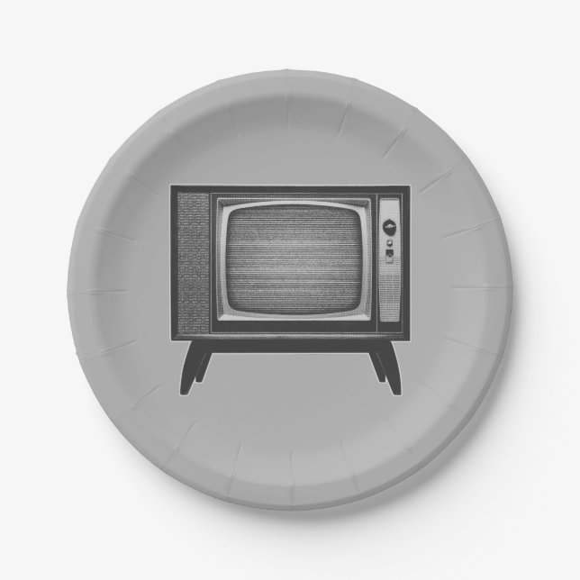 Plato De Papel Pop Art Retro Television Set (Anverso)