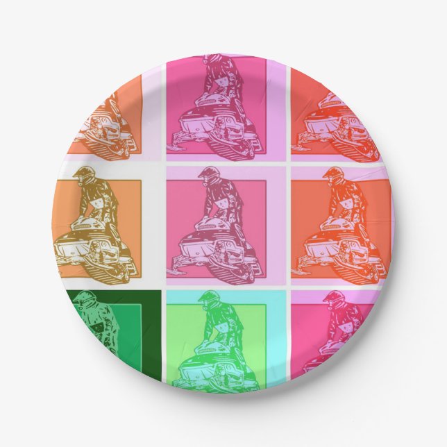 Plato De Papel Pop Art Snowmobiler (Anverso)