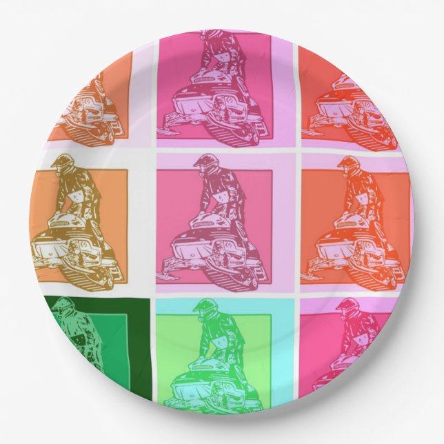 Plato De Papel Pop Art Snowmobiler (Anverso)