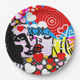 Plato De Papel Pop Art Valentine