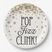 Pop Fizz Clink Nuevos Años Fiesta Placas de papel
