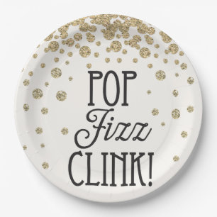 Plato De Papel Pop Fizz Clink Nuevos Años Fiesta Placas de papel