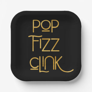 Plato De Papel Pop Fizz Clink Tipografía Elegante