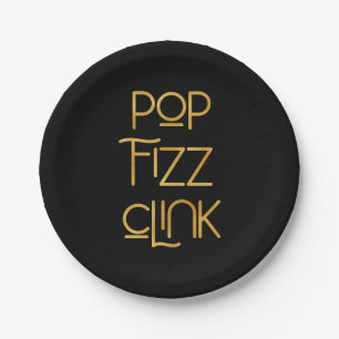 Plato De Papel Pop Fizz Clink Tipografía Elegante
