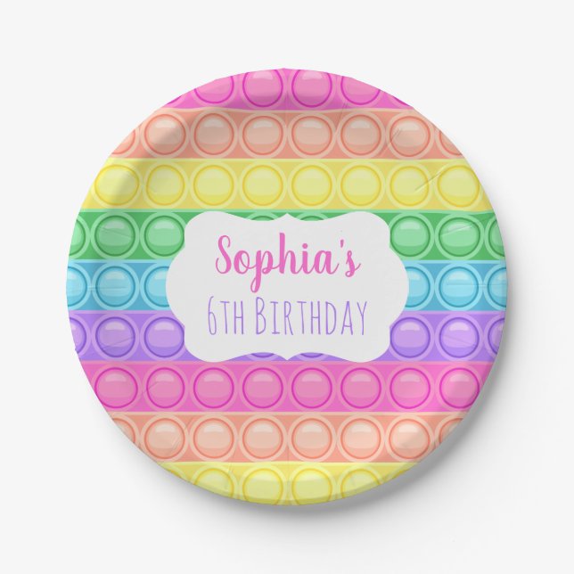 Plato De Papel Pop it Birday Party Paper Plate, cumpleaños Chica (Anverso)