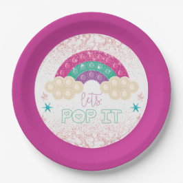 Plato De Papel Pop it Birday Rainbow