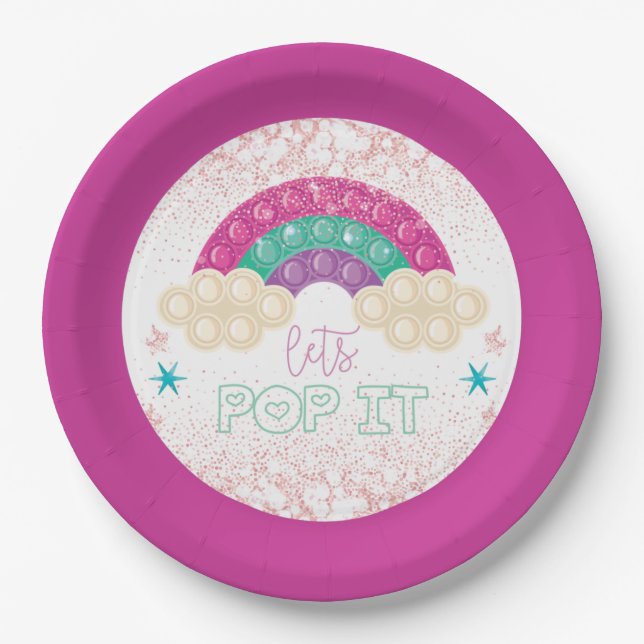 Plato De Papel Pop it Birday Rainbow (Anverso)