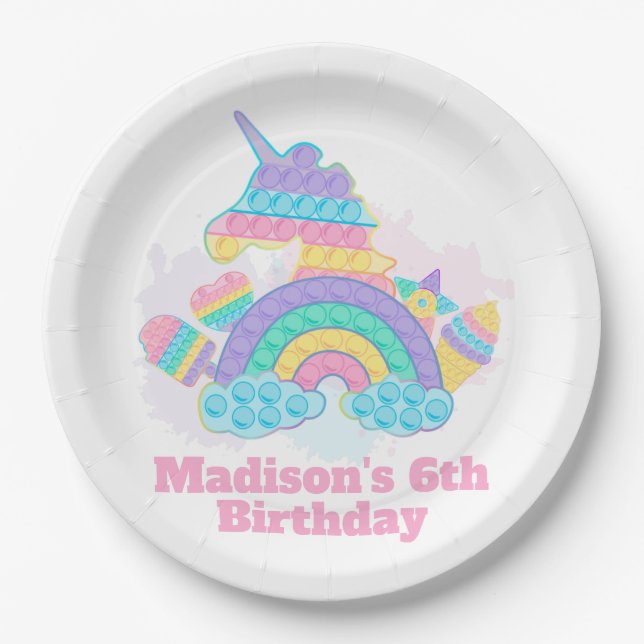 Plato De Papel Pop it cumpleaños  (Anverso)