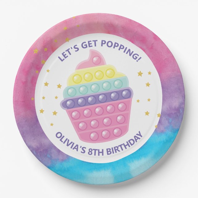 Plato De Papel Pop it Figet cumpleaños (Anverso)
