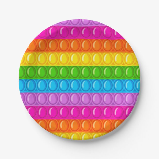 Plato De Papel Pop it Pastel Rainbow Chica Birday Party (Anverso)