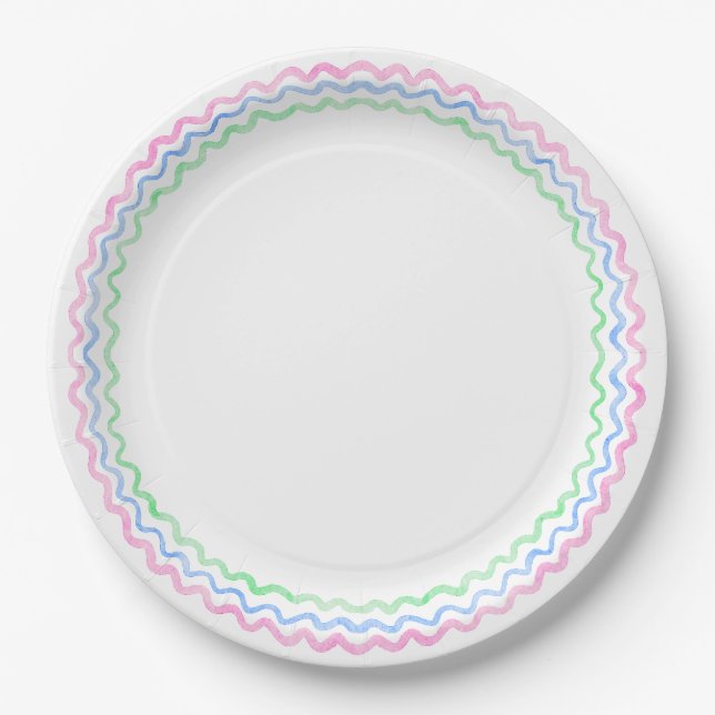 Plato De Papel Popa arcoiris ondulada (Anverso)