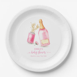 Plato De Papel Poppin Rosa Champagne Chica de cerveza Baby Shower