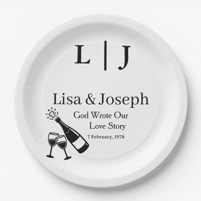 Plato De Papel Popping Champagne &Toasting Glasses Party Wedding  (Anverso)