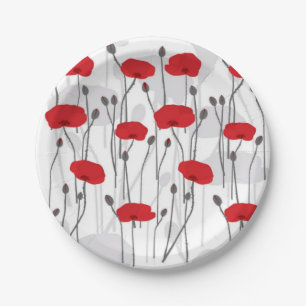 Plato De Papel Poppy flower gift botanical pretty monogram