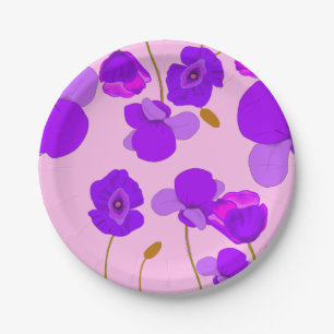 Plato De Papel Poppy (Papaver somniferum) Lilac Fiesta