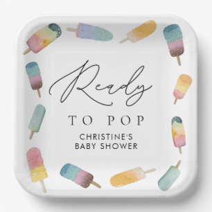 Plato De Papel Popsicle acuarela lista para hacer pop Baby Shower