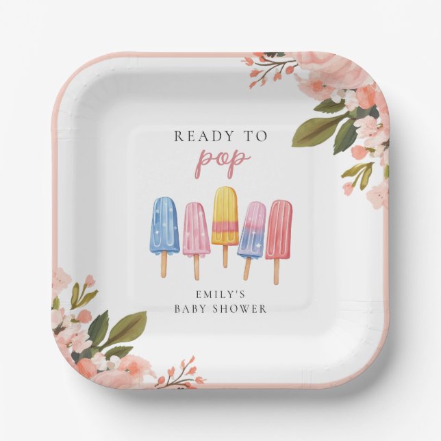 Plato De Papel Popsicle Ready to Pop Baby Shower (Anverso)
