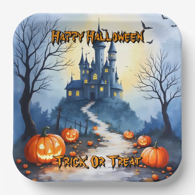 Plato De Papel Popular Halloween Spooky Cute Collection (Anverso)