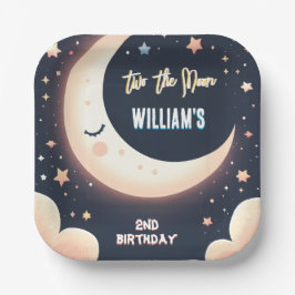 Plato De Papel Por el cielo de la noche del espacio lindo Dos el 