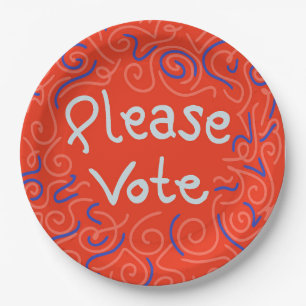 Plato De Papel Por Favor Vota Placas De Papel
