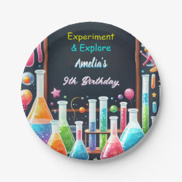 Plato De Papel Por Fun Lab Kids Geek Nerd Mad Science 9º cumpleañ